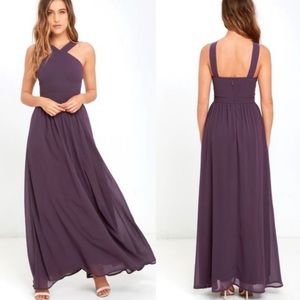 NWOT Lulus Purple Chiffon Halter Maxi Dress